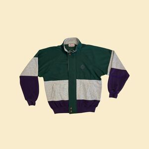 Vintage 80s BI Gear sweatshirt, size M 1980s purple/green color block jacket